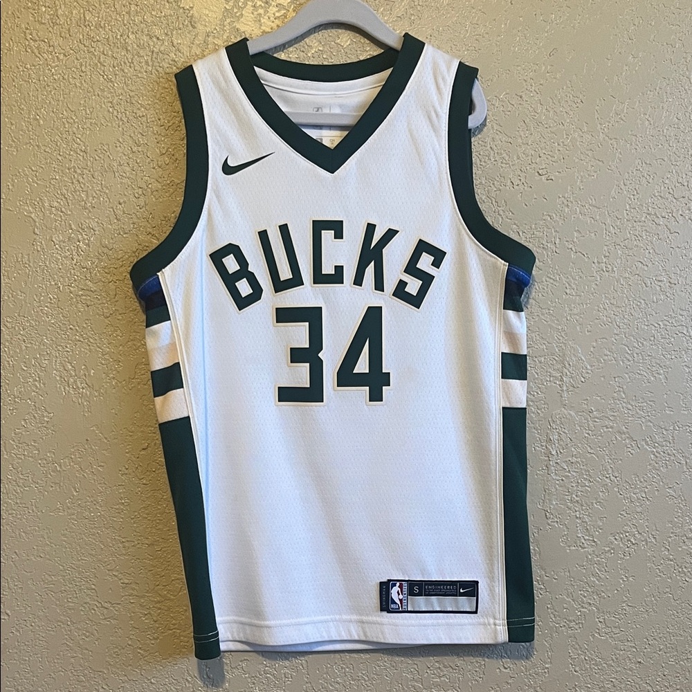 Nike Bucks Jersey White with Green Trim